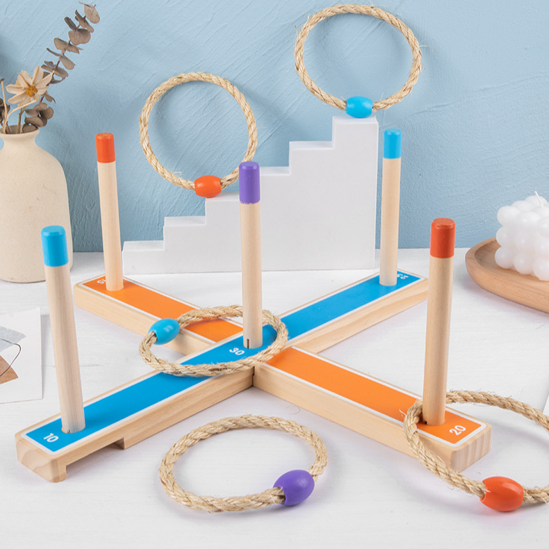 Juego de lanzamiento deportivo Juguetes de madera Rompecabezas para niños Educación temprana Juego de combinación de colores Juego de fiesta_voghion.com