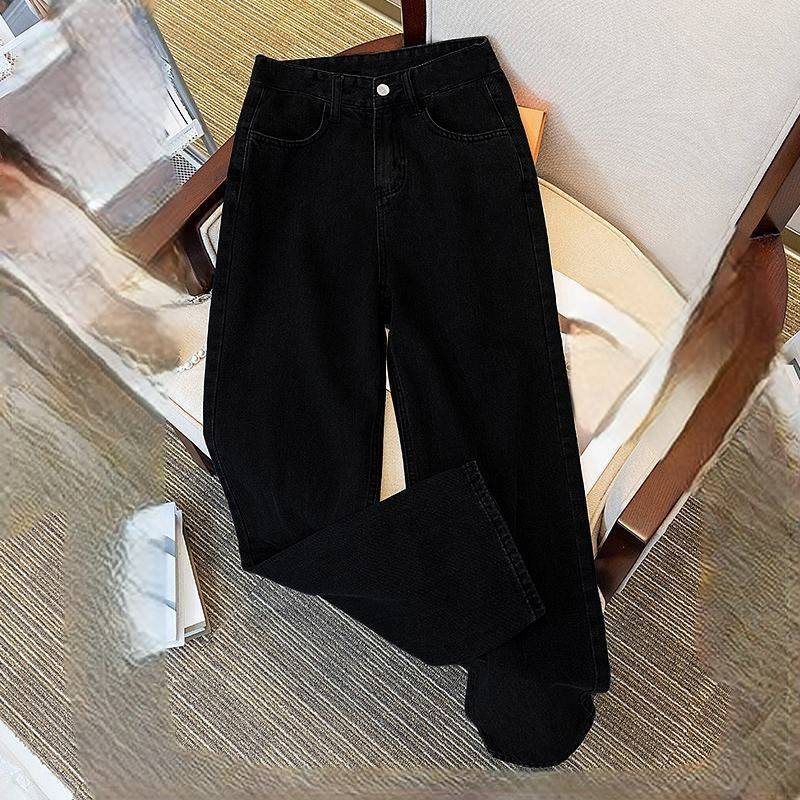 Damenbekleidung Neue weiße, lockere Jeans für Frauen, schlanker und kaschierender, birnenförmiger Körper, alles passend zu weiten, geraden Hosen_voghion.com