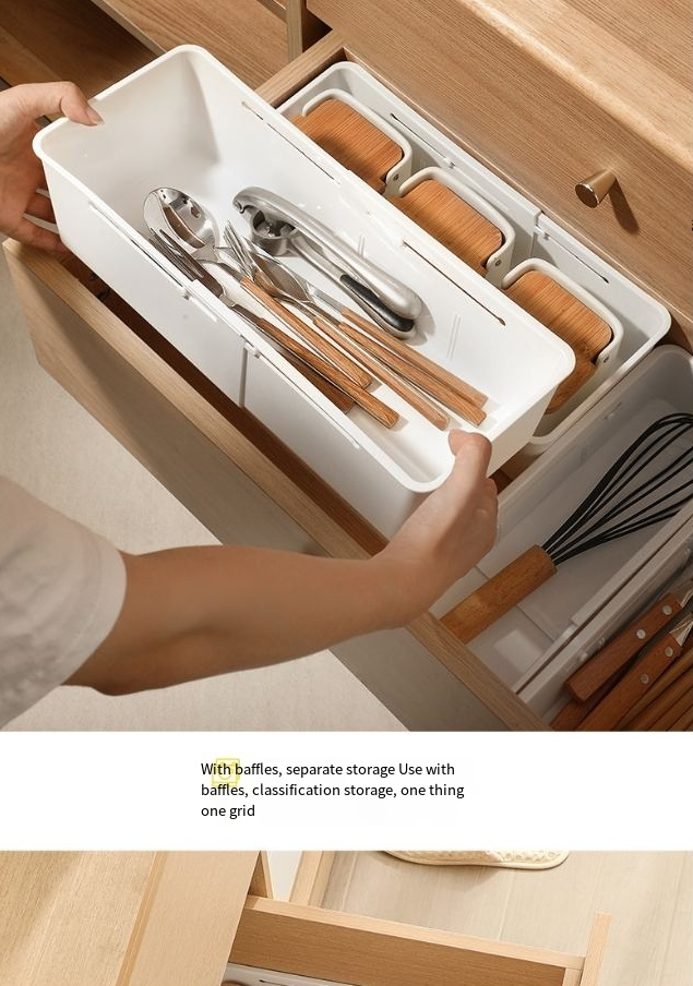 Drawer Fixed Telescopic Storage Box Cutlery Storage Box Household Cosmetics Stationery Medicine With Partition Telescopic Box_voghion.com