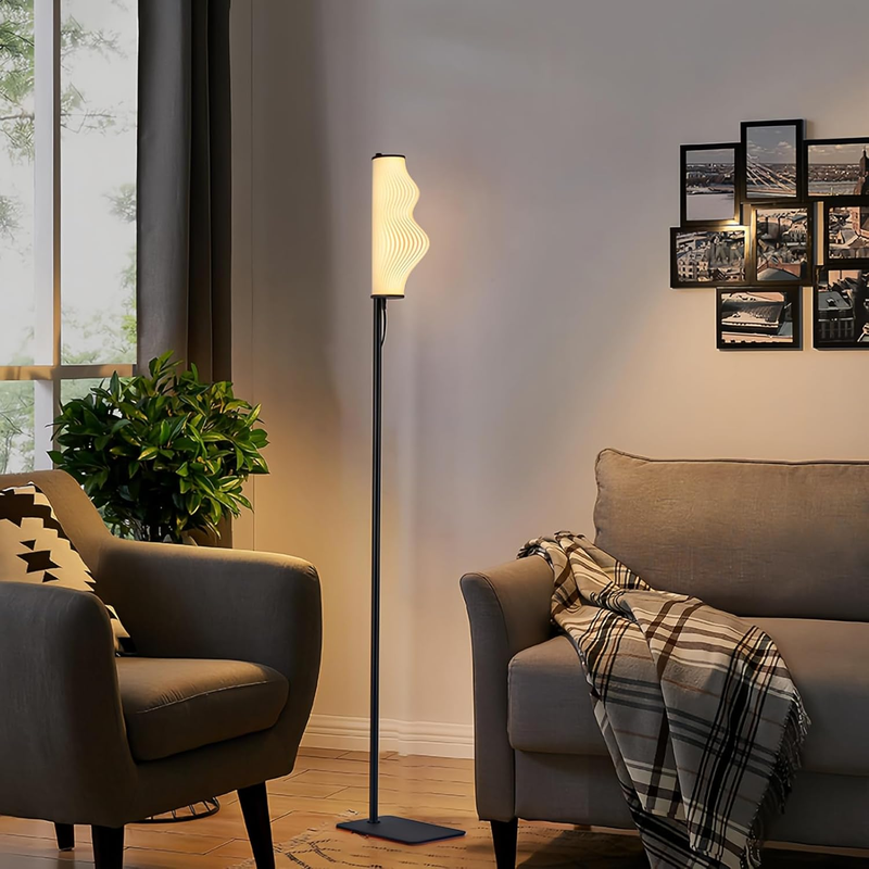 Floor Lamp, Chinese Ancient Style, GaoShanLiuShui Artistic,Metal Stud And Riser Design. 3 Color-Toned Temperature, In Line Switch, Modern Industrial_voghion.com