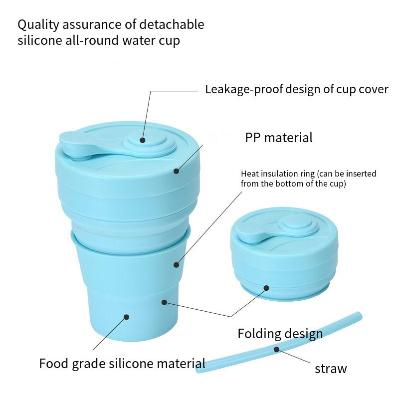Faltbecher für Reisen im Freien, praktischer Strohhalm, faltbarer Wasserbecher aus Silikon_voghion.com