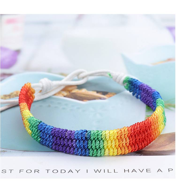 Rainbow LGBT Pride Bracelet Adjustable Handwoven Band · Bisexual Pride Month Gift · Unisex Friendship Bracelet Bulk_voghion.com