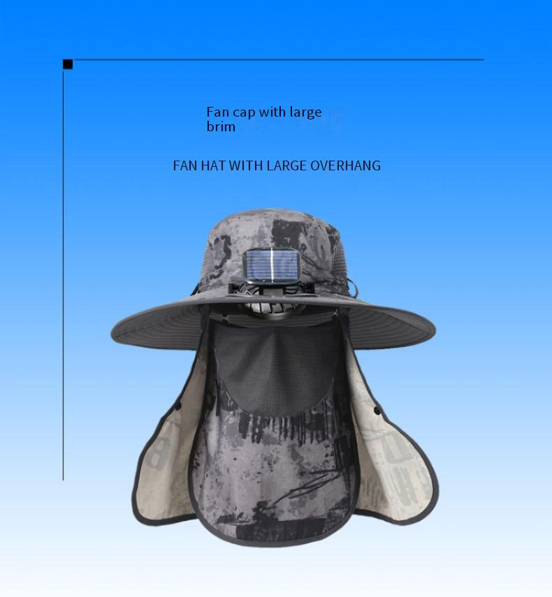 Solar-Powered Cooling Hat With Wide Brim & Neck Cover - UPF 50+ Sun Protection For Men, Rechargeable USB Fan & Steel Wire Frame For Outdoor Activities_voghion.com