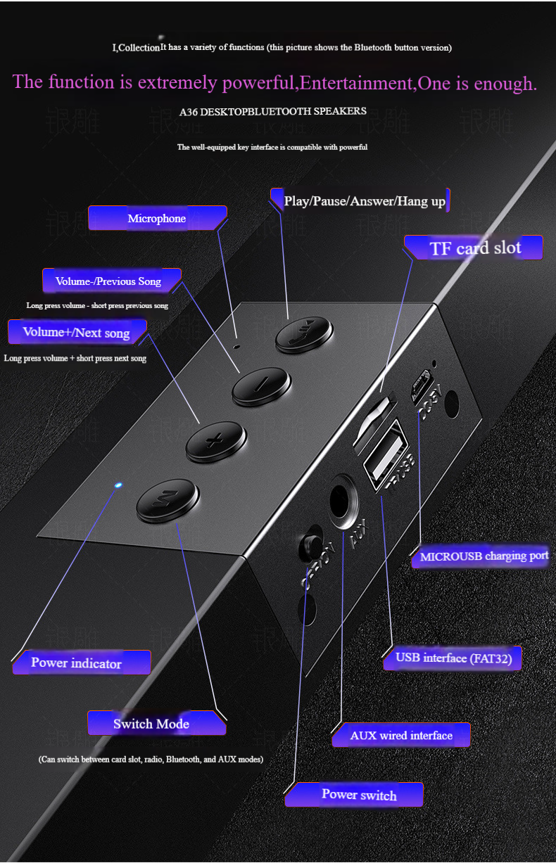Silver Eagle A36 Bluetooth Computer Speaker - USB Smart Speaker With Deep Bass & TF Card Support_voghion.com