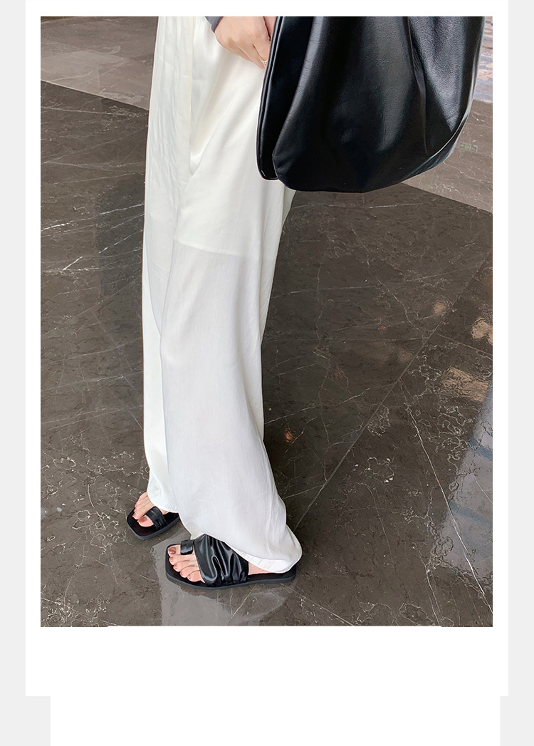 Women's Shoes Niche Design Slippers For Women To Wear As Outerwear Summer Pleated Pile Beach Flat Toe Sandals_voghion.com