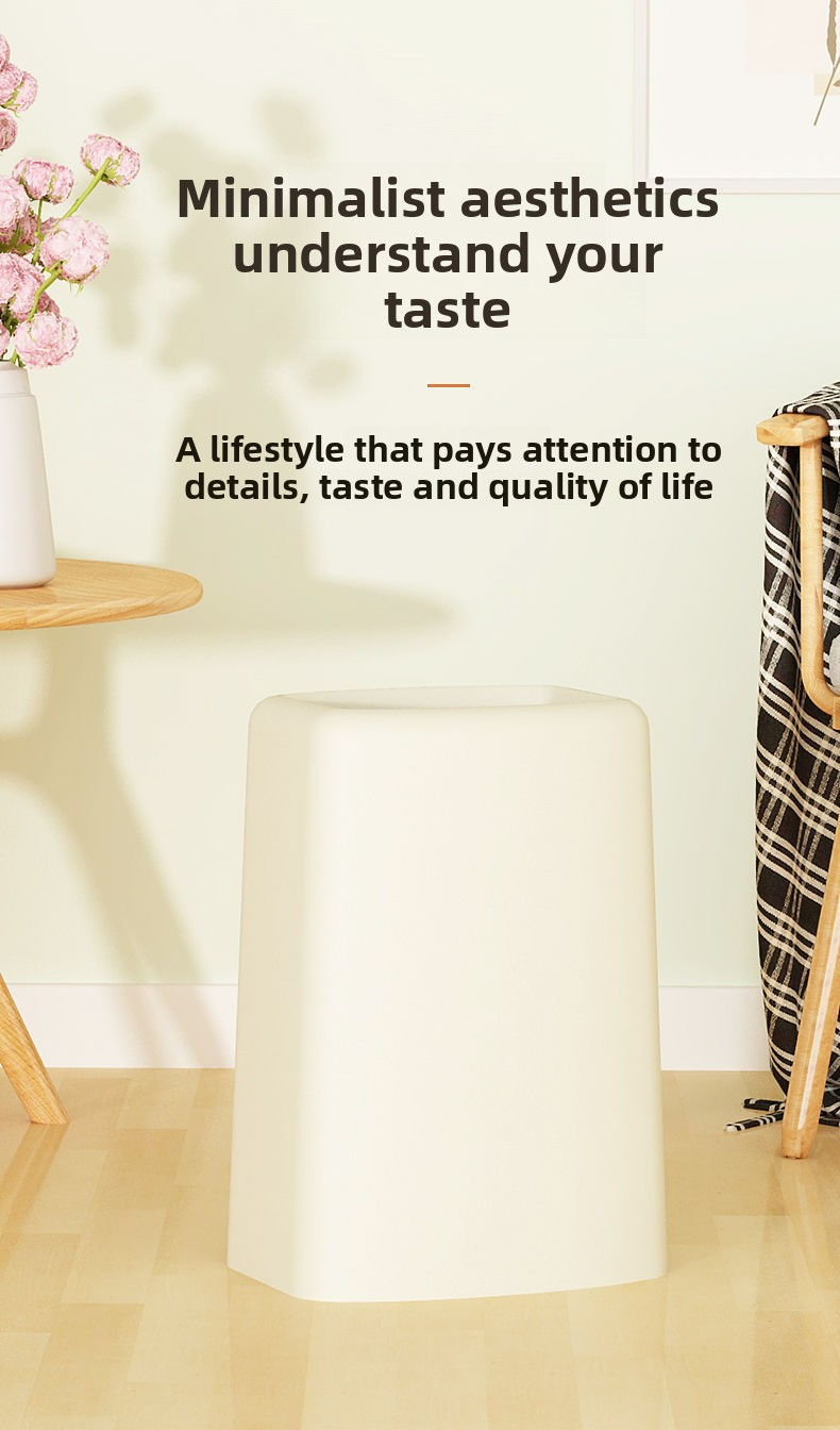 Cestino quadrato in plastica a doppio strato - Contenitore per rifiuti aperto da 5L/7L/10L per casa e ufficio (bianco/nero/verde menta)_voghion.com