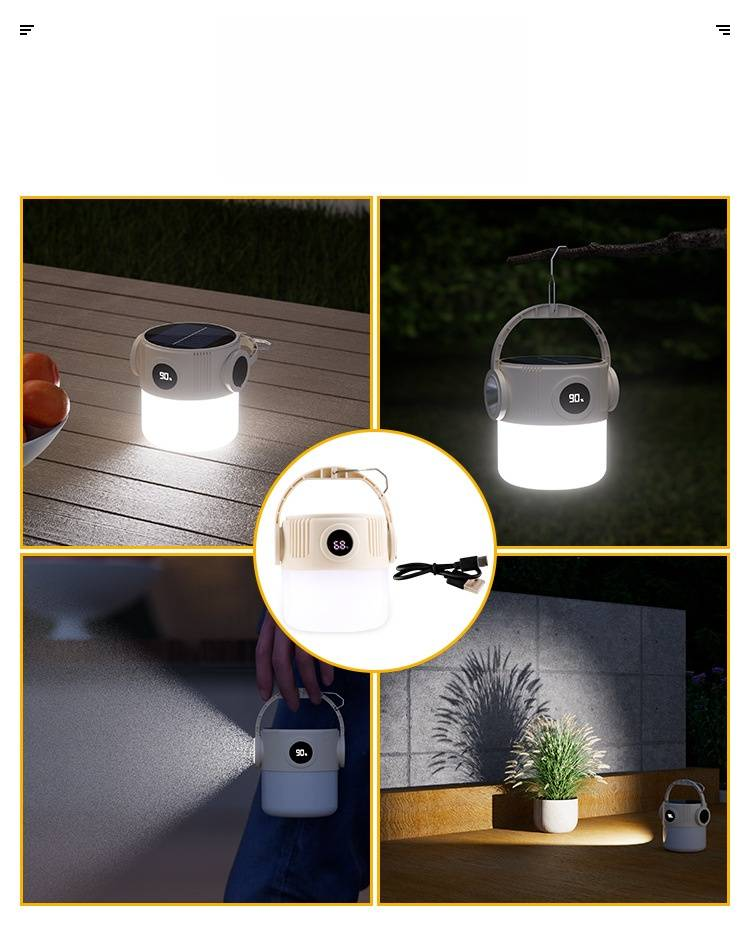 Lanterna solare da campeggio - Luce LED ricaricabile ultra luminosa per tenda con illuminazione COB+XTE, lampada da esterno impermeabile per escursioni e picnic_voghion.com