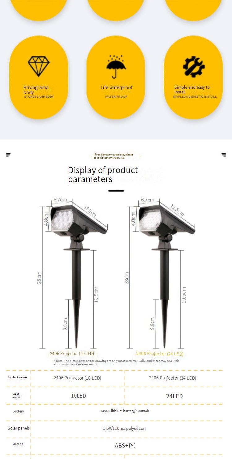 10/24 LED Solar Spotlight Outdoor Garden Light Waterproof Landscape Lighting With 3 Modes_voghion.com