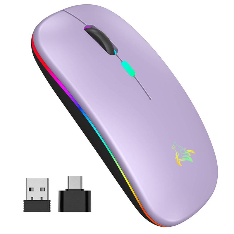 Ratón inalámbrico Bluetooth 5.0 de modo dual: clic silencioso, diseño ergonómico, 1600 DPI ajustable para portátil, tableta y teléfono inteligente._voghion.com