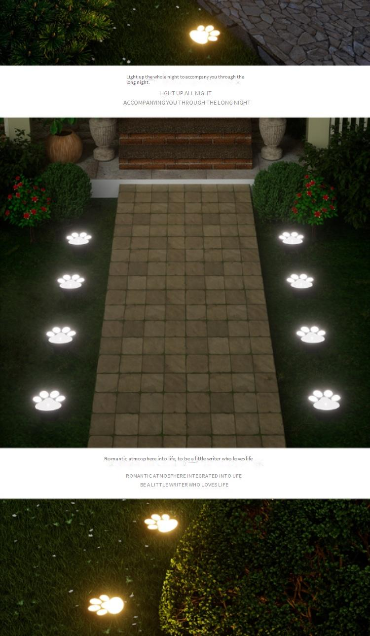 Solar-LED-Gartenleuchten mit Hundepfoten, wasserdichte Rasenleuchten mit Fußabdruck für den Außenbereich für Wege, Höfe und Terrassen (weißes/warmes Licht)_voghion.com