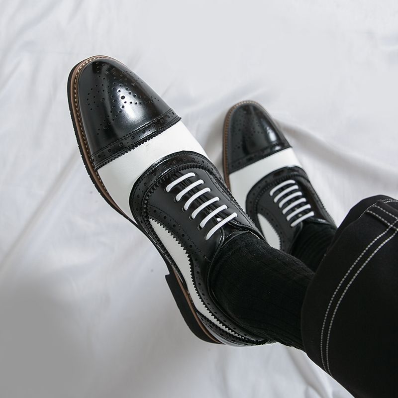 New Men's British Brown Business Derby Shoes Leather Lace-up Casual Office Black Men's Shoes Banquet Dress Wedding Oxford Shoes_voghion.com