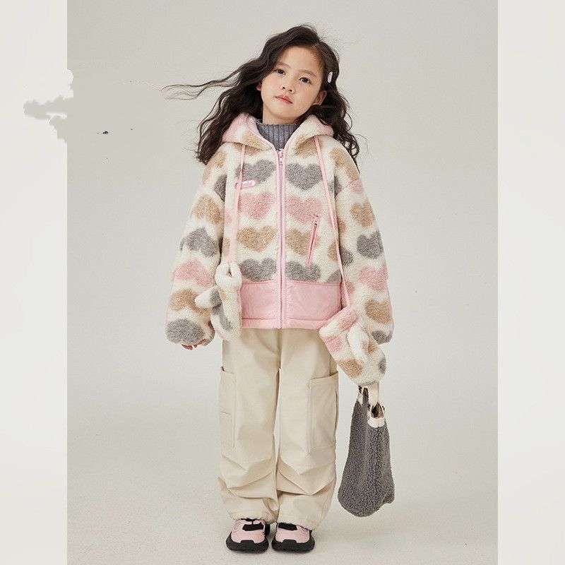 Steppjacke mit Fleecefutter für Mädchen – Gemütlicher Wintermantel mit abnehmbaren Handschuhen (ab 8 Jahren, 120–170 cm, Rosa/Handschuh-Set)_voghion.com