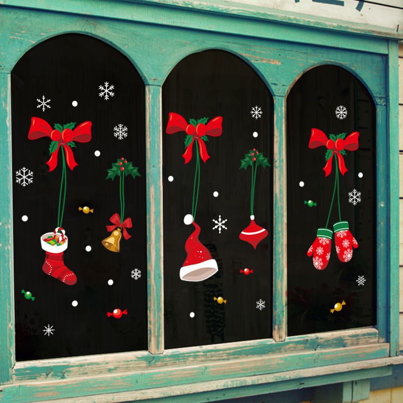 Pegatinas navideñas para ventanas, grandes, 60 x 90 cm, con dibujos animados, para puertas de cristal, decoración creativa para tiendas, impermeables._voghion.com