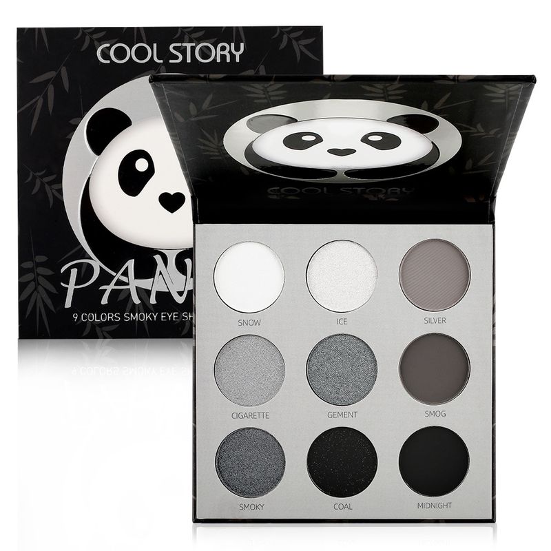 Paleta de sombras de ojos ahumadas de 9 colores Panda Pearl Matte Silver Cement Gray Dark Black, maquillaje resistente al agua_voghion.com