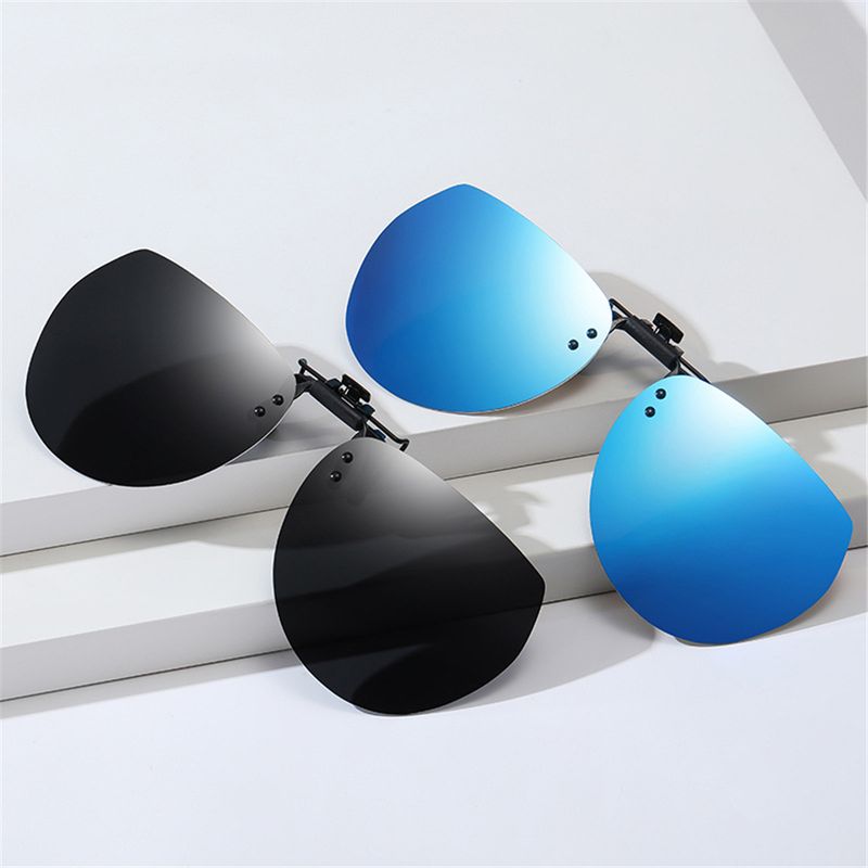 Lunettes de soleil polarisées à clipser pour homme VIVIBEE - Miroir bleu - Verres gris UV400 - Pour la conduite de nuit_voghion.com