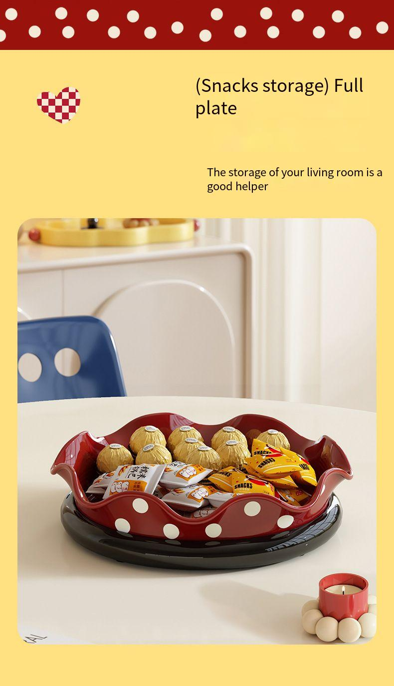 Kreativ für das Wohnzimmer zu Hause, drehbares, leichtes, luxuriöses High-End-Gefühl und Tablett mit getrockneten Früchten, Tee-Snack-Teller_voghion.com