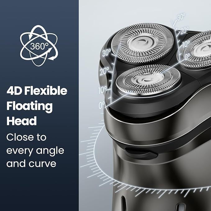 Profesyonel 3D Yüzen Elektrikli Tıraş Makinesi - LED Ekran ve USB Şarjlı IPX7 Su Geçirmez Döner Tıraş Sistemi (3 Bıçaklı, Düşük Gürültü)_voghion.com