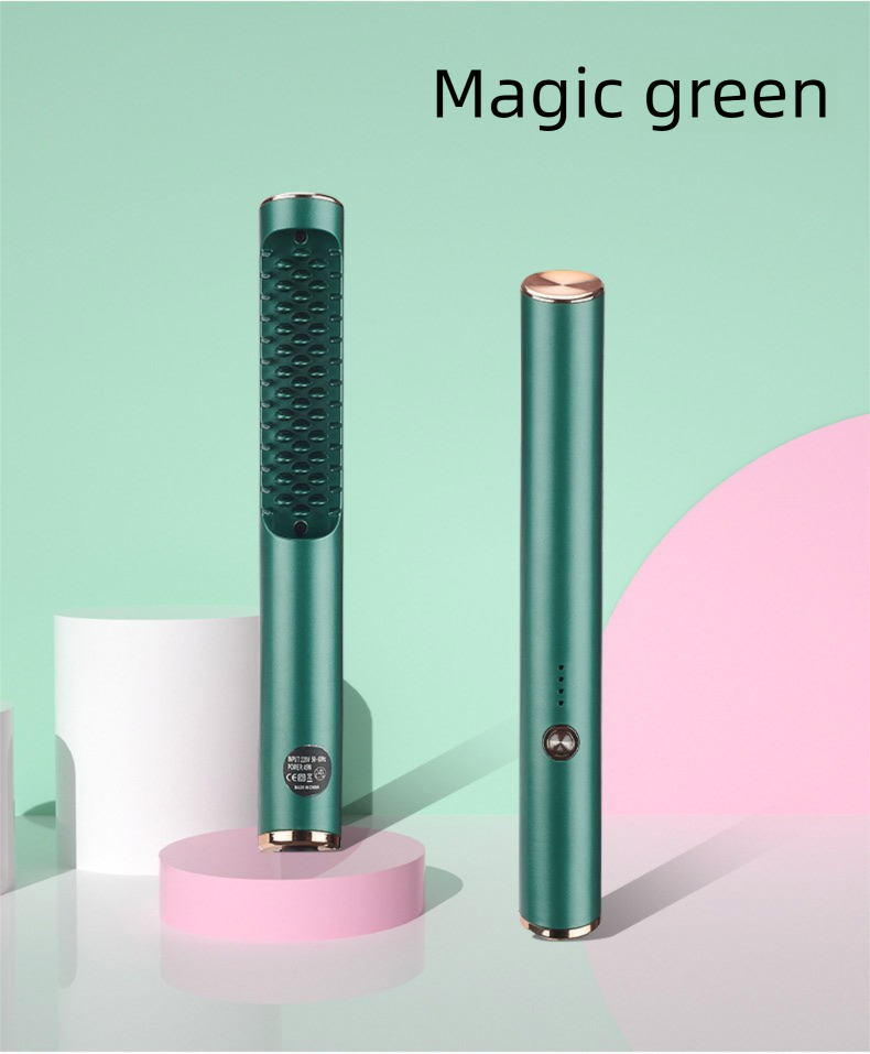 Dual-Use-Glätteisen und Lockenwickler, einstellbare Temperatur, Glättungskamm, schnelle Erwärmung, kurzes Haar, nicht schädigend, tragbar_voghion.com