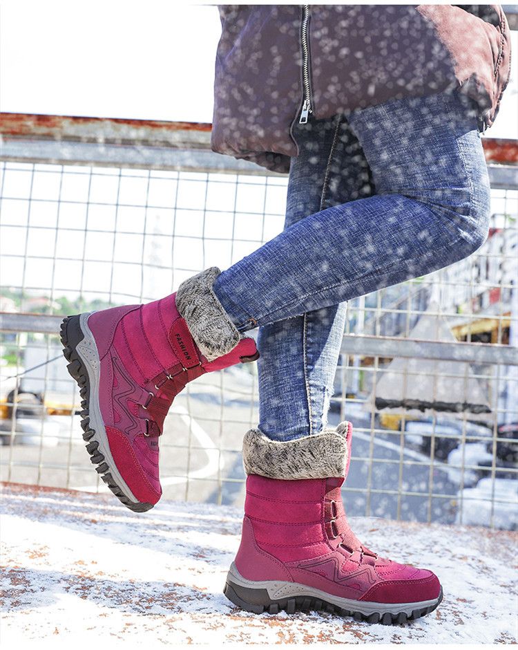 Stivali da neve in pelle con suola spessa, invernali e in pile, in cotone, alti fino al ginocchio, da donna_voghion.com