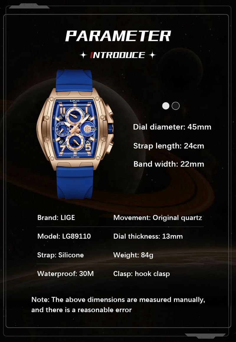 Men's Fashion Quartz Watch With Chronograph, Skeleton Dial, Water Resistant, Stainless Steel Case, Silicone Strap, Casual Business Timepiece_voghion.com