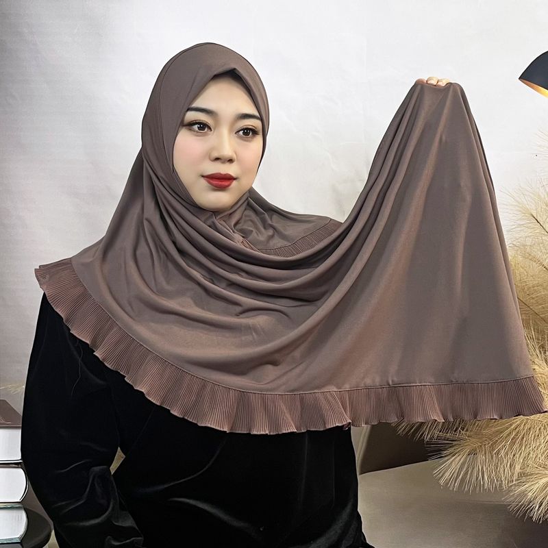 Naiste Hijab ühevärviline šifoonist pikk sall pullover ühekihiline volangiga naiste mähis mugav naiste sall_voghion.com