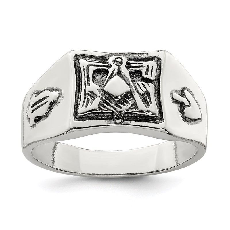 Sterling Silver Antiqued Masonic Ring_voghion.com