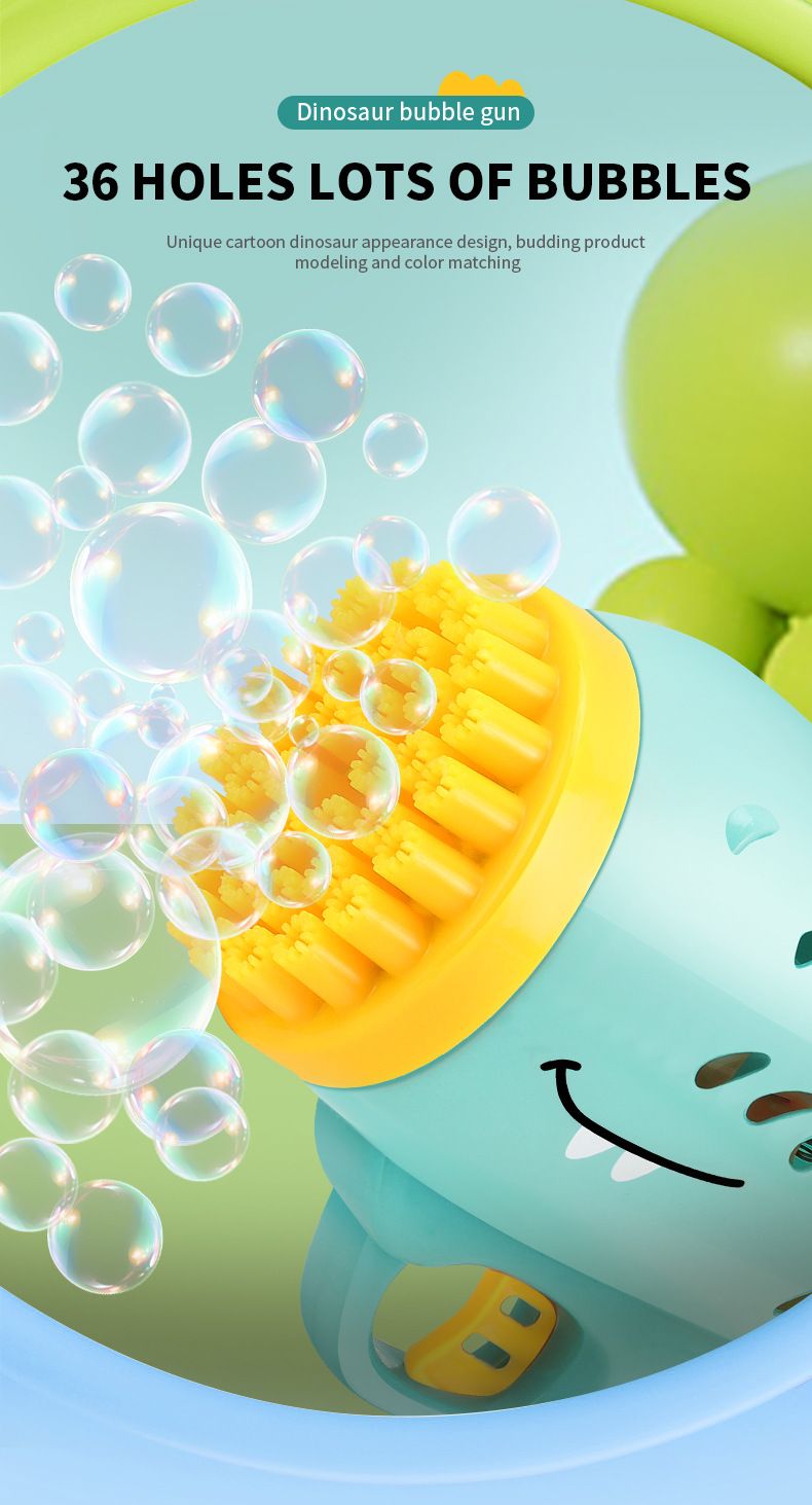Nueva máquina de burbujas de dinosaurio de 36 agujeros, juguetes para niños, pistola de burbujas eléctrica de mano, máquina de soplado de burbujas de celebridades de Internet_voghion.com