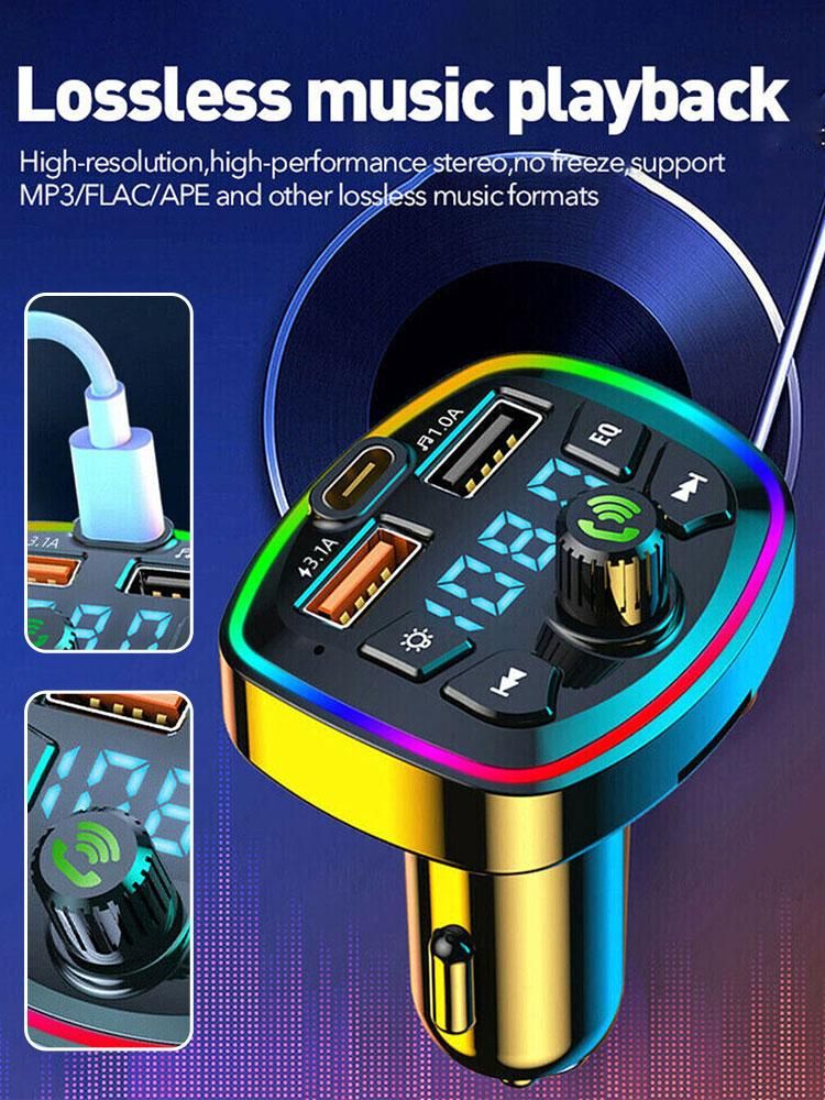 Transmissor FM 5.0 compatível com Bluetooth e viva-voz, 2 reprodutores de MP3 rápidos, receptor de áudio, kit carregador de carro, modulador viva-voz_voghion.com