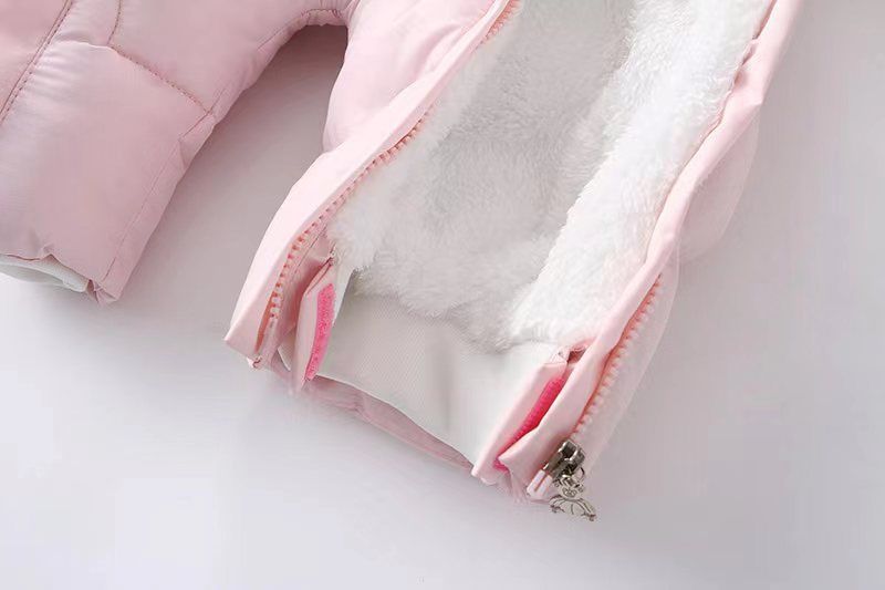 European-Style Baby Jumpsuit With Large Pockets – Fleece-Lined Winter Romper For Newborns & Infants (0-24M), Soft Polyester Hooded Onesie_voghion.com