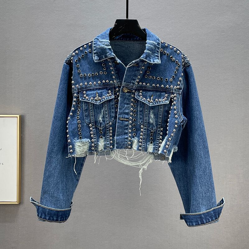 Damenbekleidung, neue schwere Industrienieten, Diamant-Decketnim und von Frauen getragene Perlenjacke_voghion.com