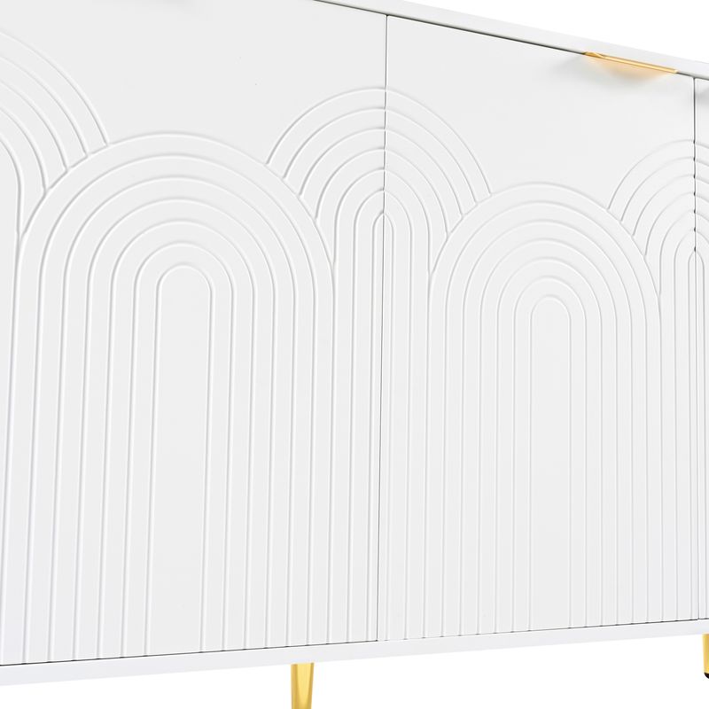 Aparador Weiß 160x80cm Mit 4 Türen, Goldenen Griffen, Hochglanzbeinen_voghion.com