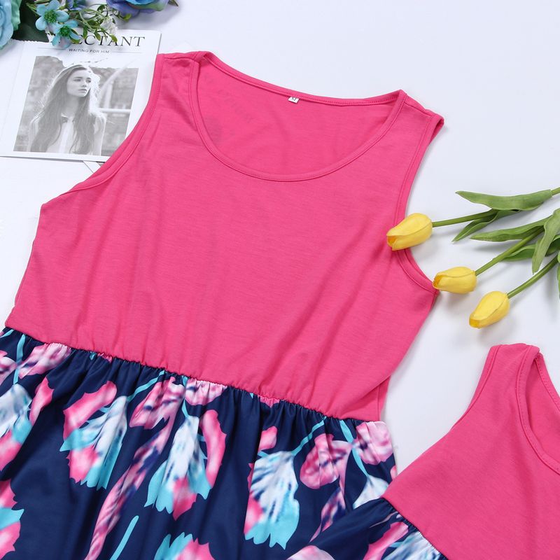 Außenhandel Europäischen Und Amerikanischen Eltern Kind Farbabstimmung Kleid Druck Eltern Kind Kleid Langes Kleid Floral Mutter Tochter Kleid YY0004_voghion.com