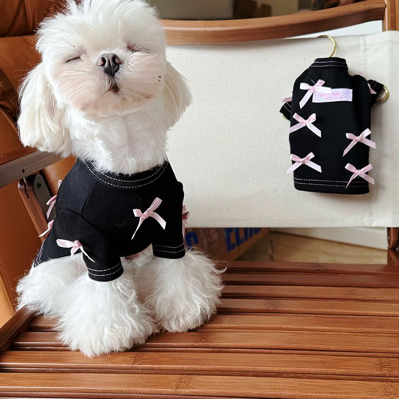 Neu Herbst Winter Haustier Hund Katze Baumwolle Home Base Rosa Schwarz Bowknot Kleine_voghion.com
