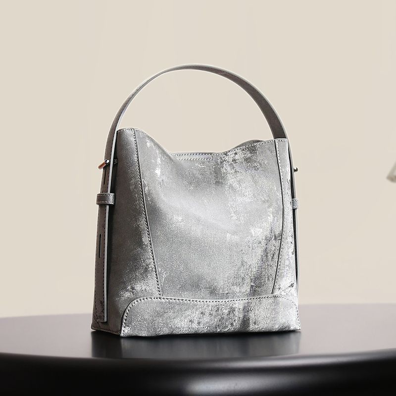 Women's Large Capacity 2025 Spring And Summer New High-grade Leather Commuter Slanting Shoulder Satchel Summer Bucket Bag Fashionable Hundred_voghion.com