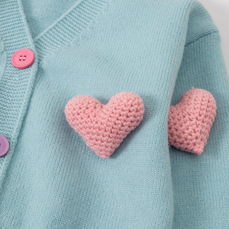Lange roupas infantis meninas manga longa cardigan outono camisola infantil bebê lã amor casaco_voghion.com