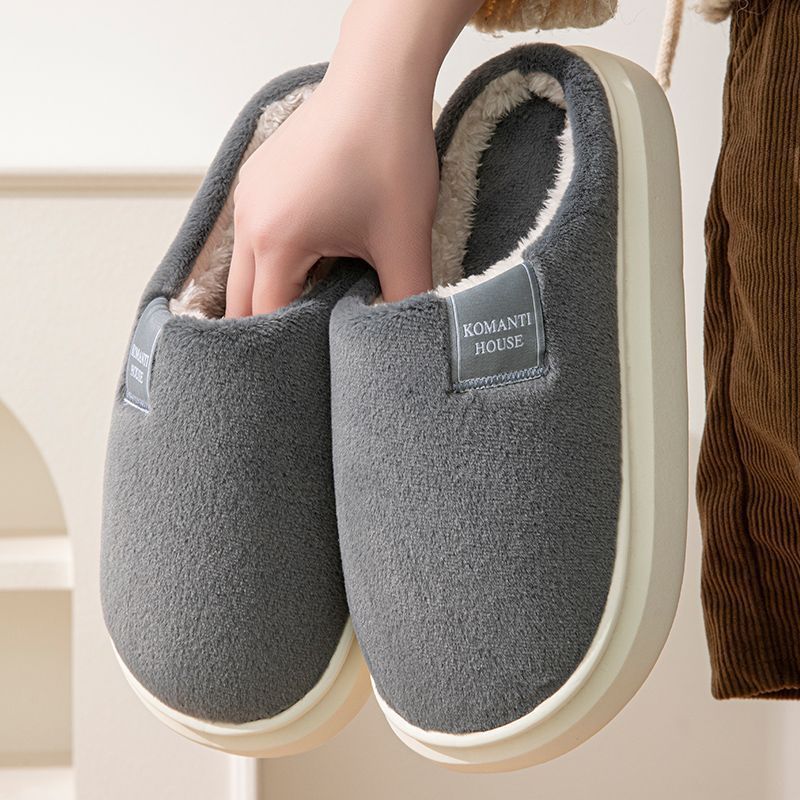 Chaussons en coton pour hommes, nouveau style d'hiver, vêtements d'extérieur, usage domestique, semelle épaisse antidérapante en EVA, chaussons à embout chaud pour_voghion.com