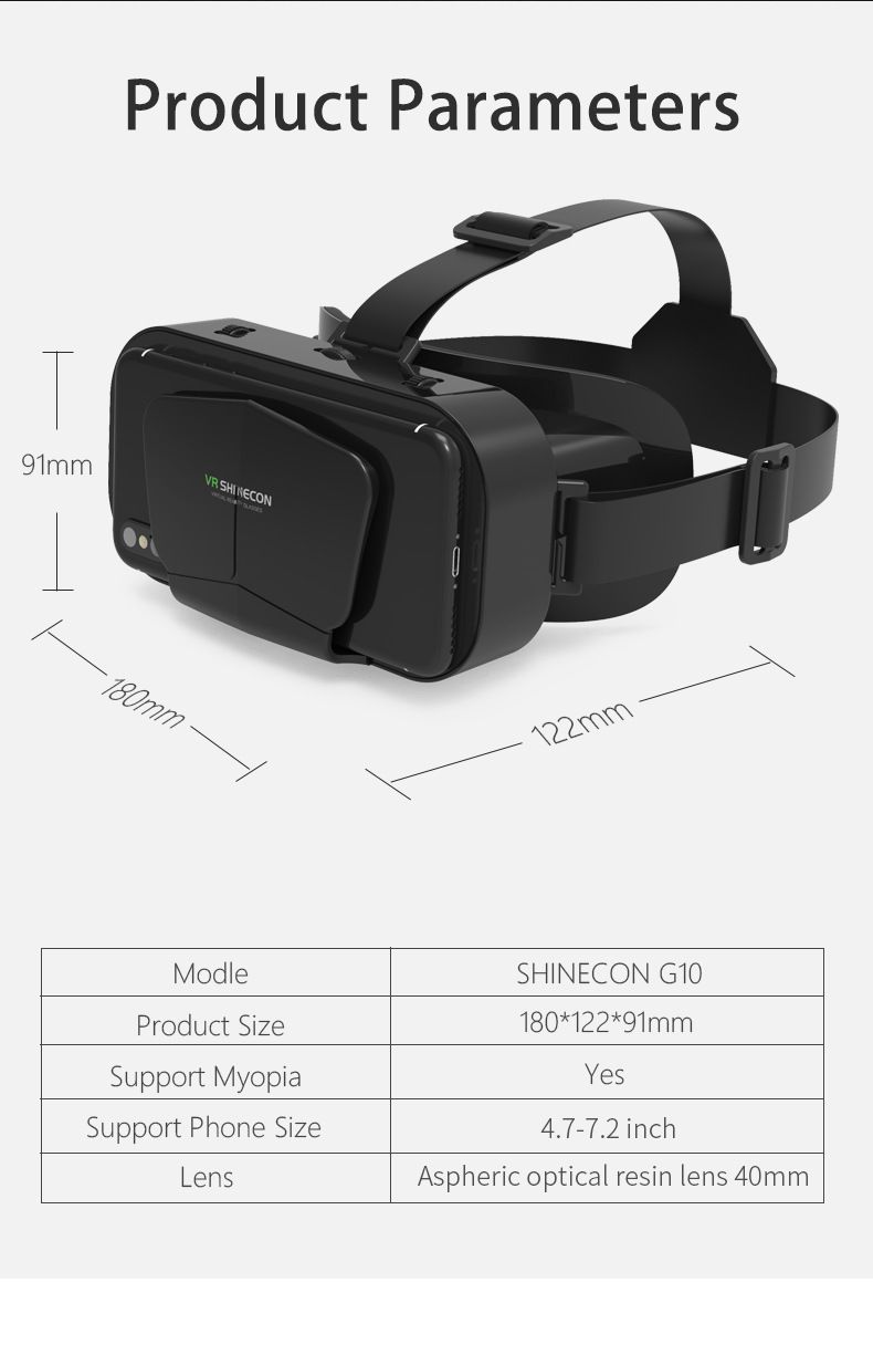 Cross border hot selling VRSHINECON Qianhuan VR glasses G10 virtual reality panoramic large screen mobile phone VR glasses_voghion.com