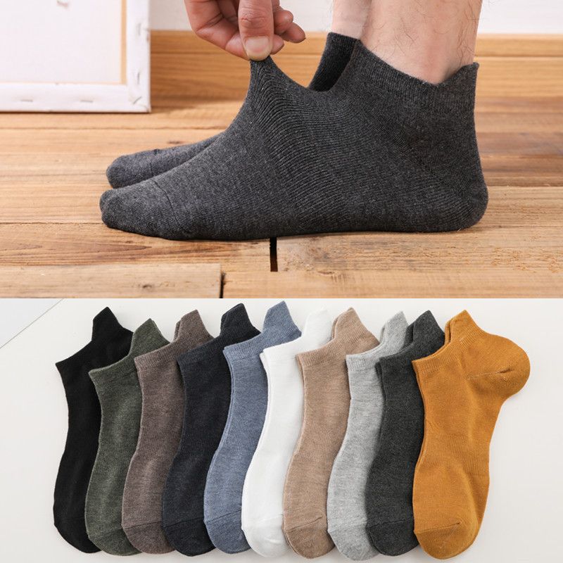 2025d Men's Spring Summer Thin Deodorant Mid-Calf Sweat-Absorbing Low-Cut Breathable Boat Socks Trendy Short Tube Heel_voghion.com