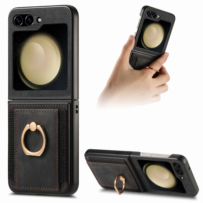 For Samsung Z Flip 6 phone case all-inclusive card ring holder Galaxy zflip5 case_voghion.com