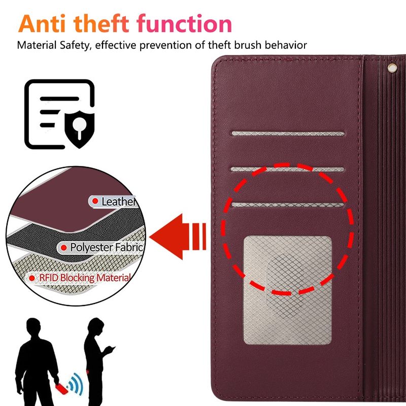 Custodia in pelle con cinturino da polso per telefono Samsung Galaxy A06 A16 A15 A35 A55 A25 A14 A24 A34 A54 A33 A53 Portafoglio con porta carte Cove_voghion.com