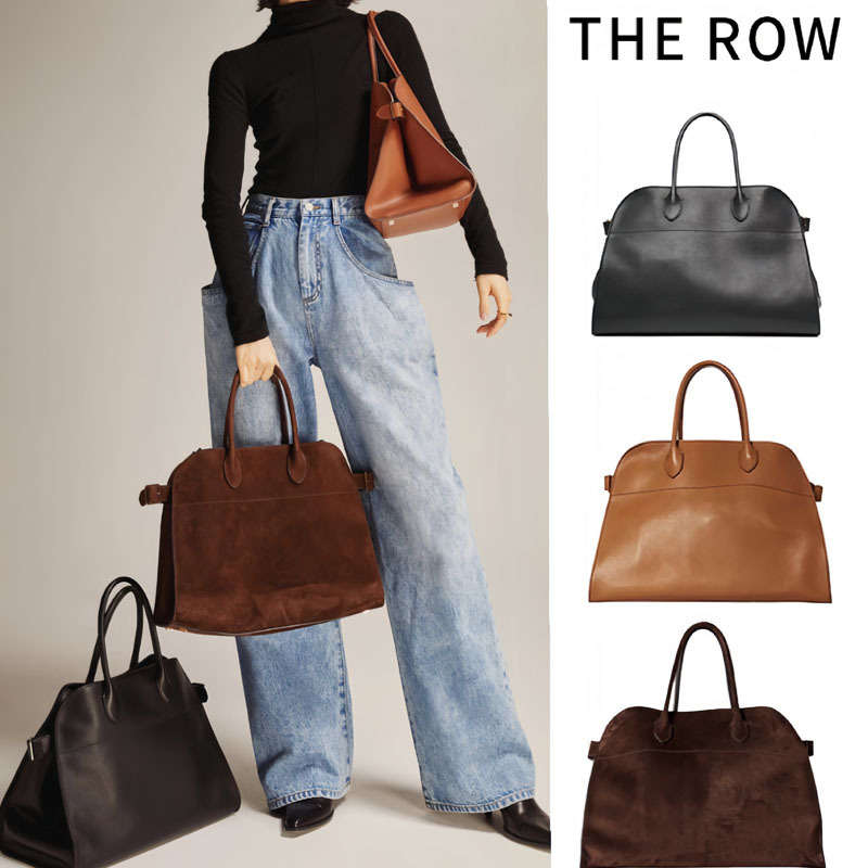 The Row Margaux 15 handbag, cowhide suede Maillard commuter bag holder, extra large capacity, Dong Jie's same style_voghion.com