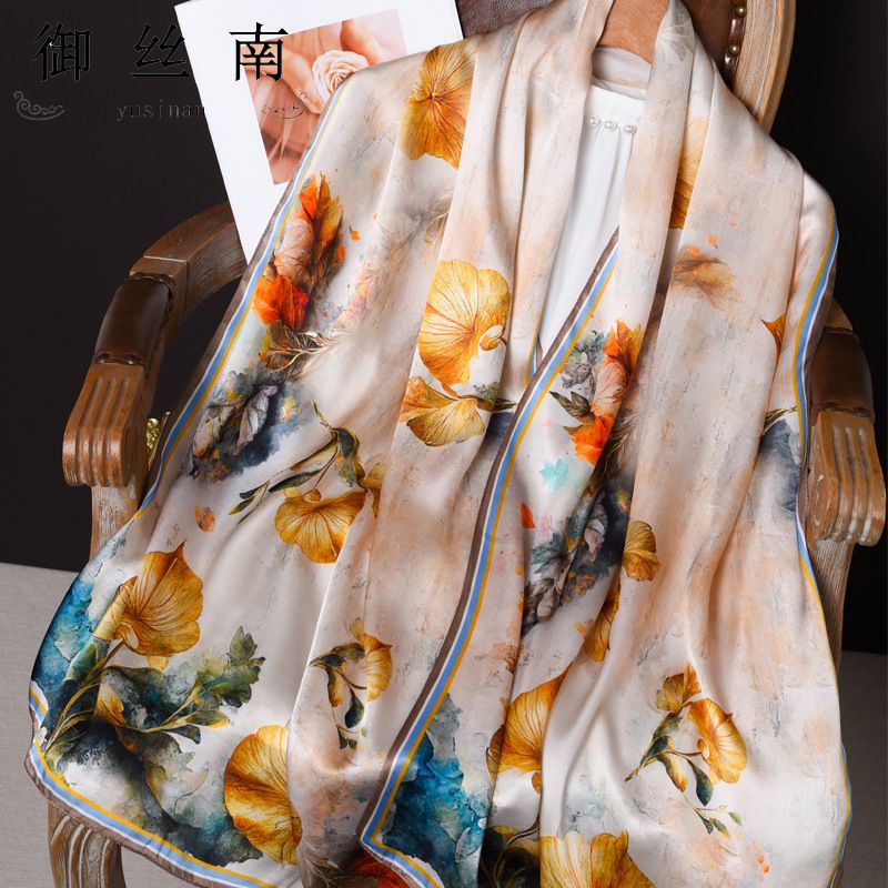 Sciarpa regalo lunga e piccola in raso di seta di gelso 100% stile cinese Hangzhou per donna_voghion.com