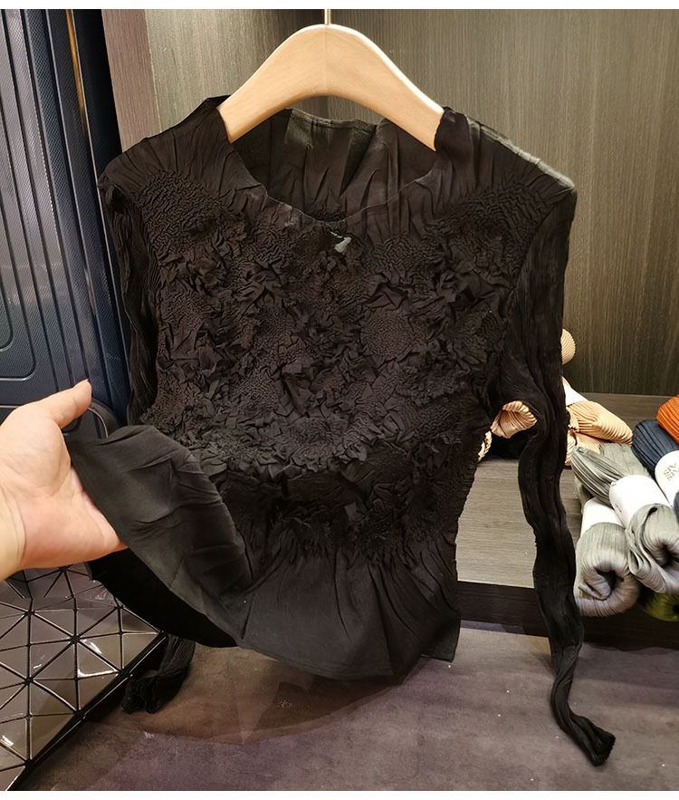 Vêtements pour femmes de haute qualité faits à la main en velours à fleurs plissées haut jupe deux pièces costume tempérament mode costume femme automne nouveau style_voghion.com