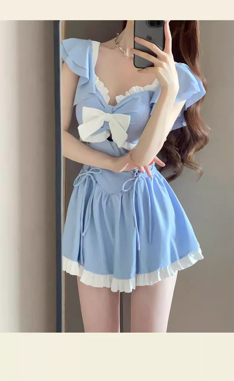 Maillot de bain une pièce pour femme, sensation haut de gamme, nouveau style de robe de princesse mignonne et douce pour l'été, conservateur, flatteur,_voghion.com