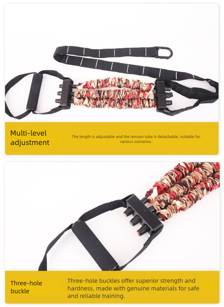 Exercício de fortalecimento de braços com bandas elásticas de látex para treinamento de força em ambientes internos._voghion.com