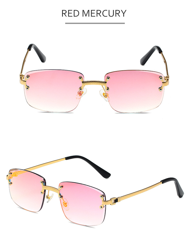 Occhiali da sole senza montatura D072 – Lenti sfumate con cerniera a molla Edge Cut per donna e uomo (stile street style delle celebrità di Internet)_voghion.com