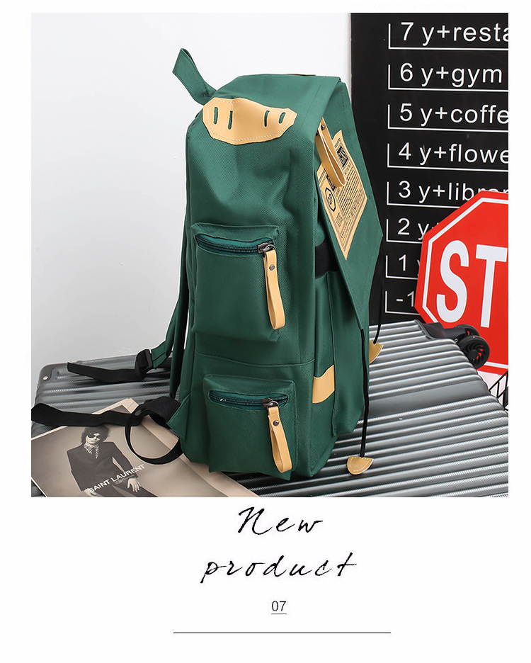 Canvas backpack large capacity travel computer men's backpack couple collegiate style female high school college student school bag_voghion.com