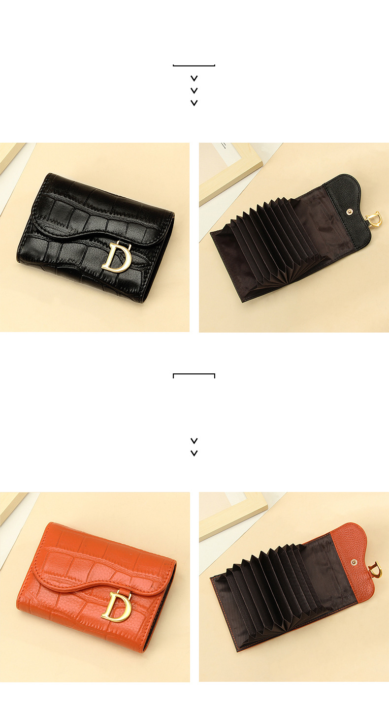 Portemonnee Portemonnee Clutch Bag Mode eerste laag koeienhuid krokodillentextuur multi-kaart kaarttas vrouwelijk compact delicate kaarttas_voghion.com