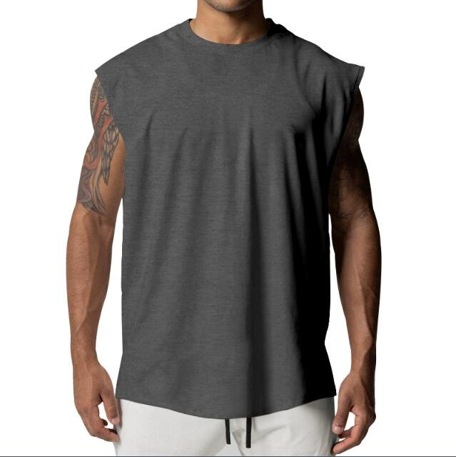 Summer Men's Round Collar Pure Color Sleeveless Jerkin Type Quick Drying Fitness Vest S-3XL_voghion.com