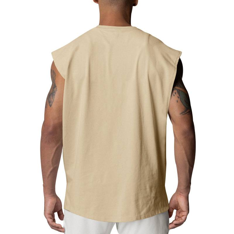 Summer Men's Round Collar Pure Color Sleeveless Jerkin Type Quick Drying Fitness Vest S-3XL_voghion.com